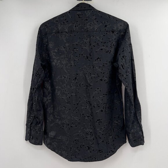 Tallia Men’s Black Floral Button Down Shirt Long Sleeve Size M Neck 15.5 - Picture 5 of 11